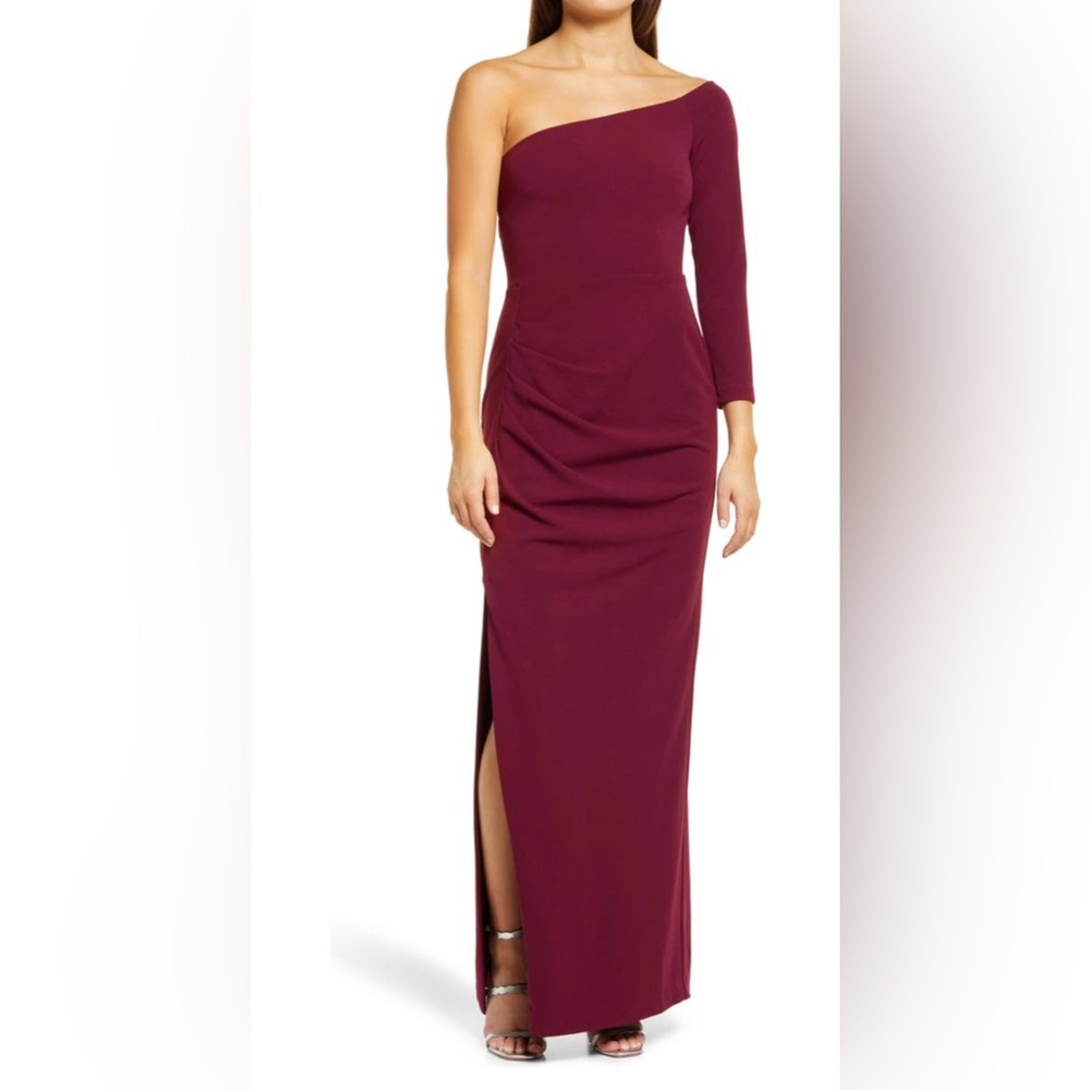 WAYF Harper One Shoulder Long Sleeved Evening Gown